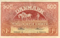 500-kroneseddel fra 1944-1962 (Rød Plovmand)