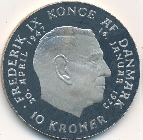 Få sølvmønten for Dronning Margrethes tronbestigelse i 1972 i kvalitet 0!