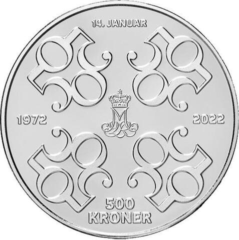 500-krone for Dronningens 50-års regeringsjubilæum fra 2022