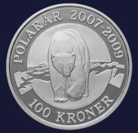 Isbjørn - 100-krone sølvmønt, kv. 0.
